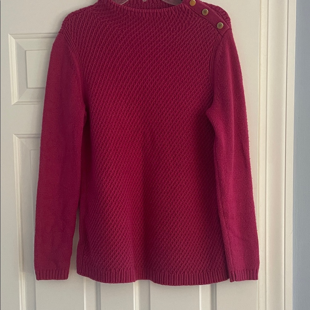 Talbots Vibrant Pink Sweater with Button Detail